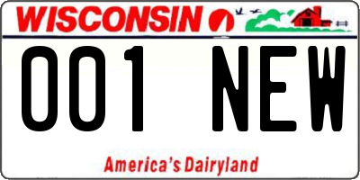 WI license plate 001NEW