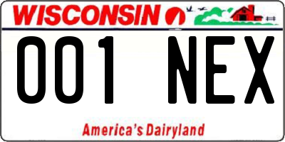 WI license plate 001NEX