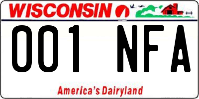 WI license plate 001NFA