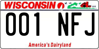 WI license plate 001NFJ
