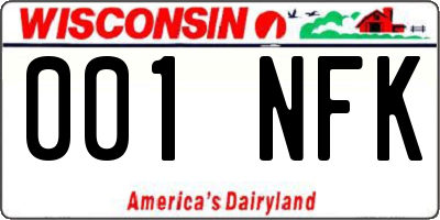 WI license plate 001NFK