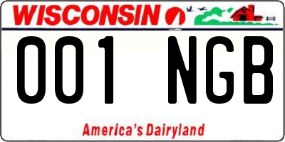 WI license plate 001NGB