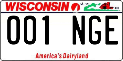 WI license plate 001NGE
