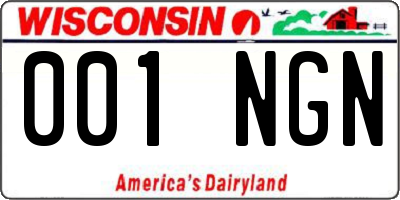 WI license plate 001NGN
