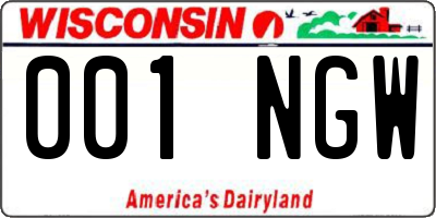 WI license plate 001NGW