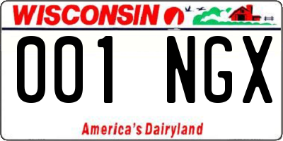 WI license plate 001NGX
