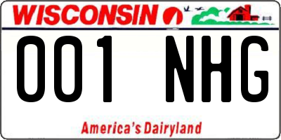 WI license plate 001NHG