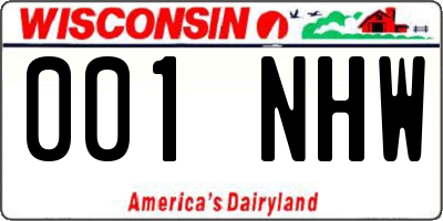 WI license plate 001NHW