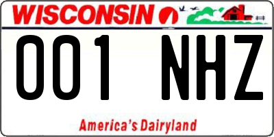 WI license plate 001NHZ
