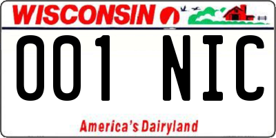 WI license plate 001NIC