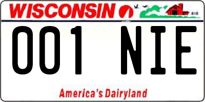 WI license plate 001NIE