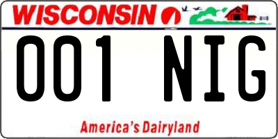 WI license plate 001NIG