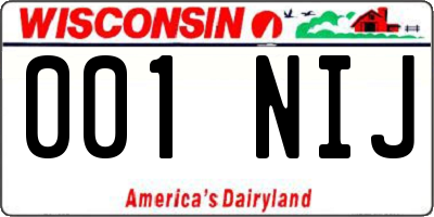 WI license plate 001NIJ