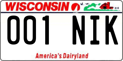 WI license plate 001NIK