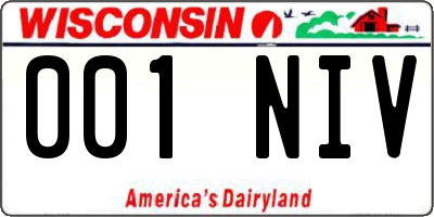 WI license plate 001NIV