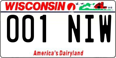 WI license plate 001NIW