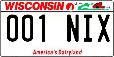 WI license plate 001NIX