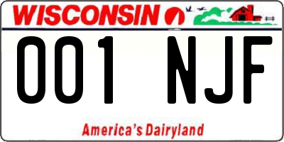 WI license plate 001NJF
