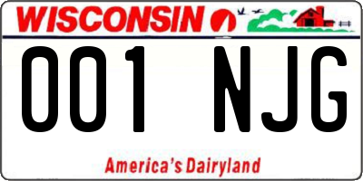 WI license plate 001NJG