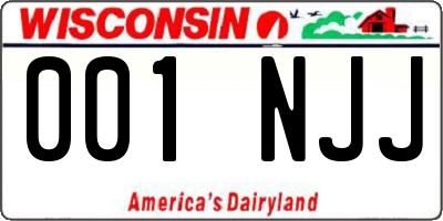WI license plate 001NJJ