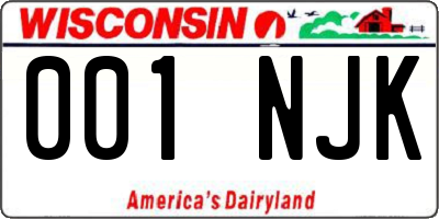 WI license plate 001NJK