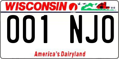 WI license plate 001NJO