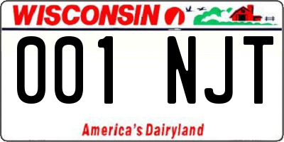 WI license plate 001NJT