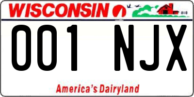 WI license plate 001NJX