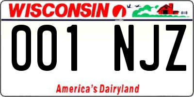 WI license plate 001NJZ