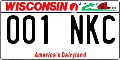 WI license plate 001NKC