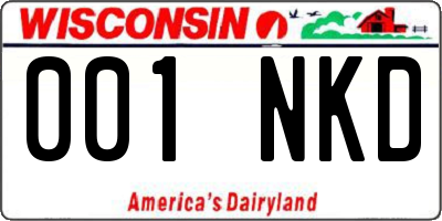 WI license plate 001NKD