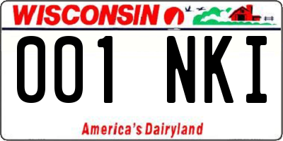 WI license plate 001NKI