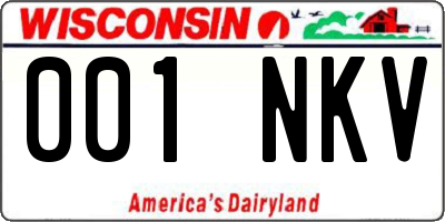 WI license plate 001NKV