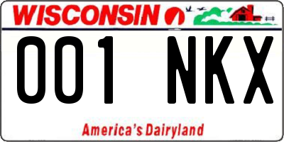 WI license plate 001NKX