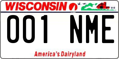 WI license plate 001NME
