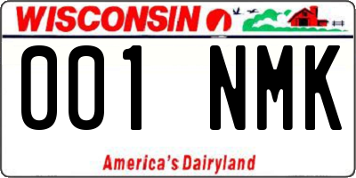 WI license plate 001NMK