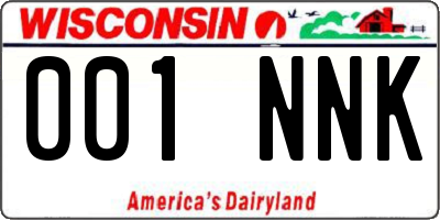 WI license plate 001NNK