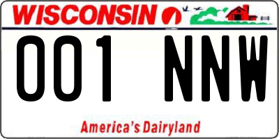 WI license plate 001NNW