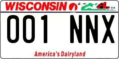 WI license plate 001NNX
