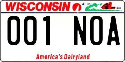 WI license plate 001NOA