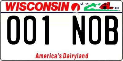 WI license plate 001NOB
