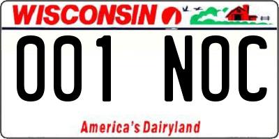 WI license plate 001NOC