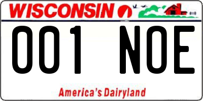 WI license plate 001NOE