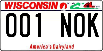 WI license plate 001NOK