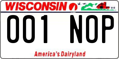WI license plate 001NOP