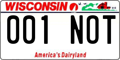 WI license plate 001NOT