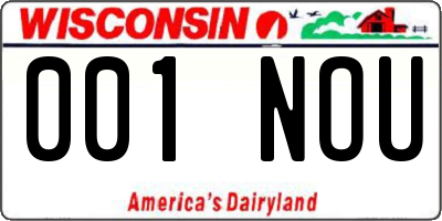 WI license plate 001NOU