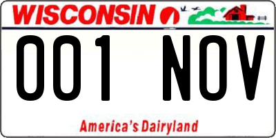 WI license plate 001NOV