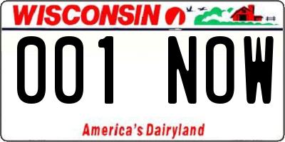 WI license plate 001NOW