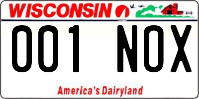 WI license plate 001NOX